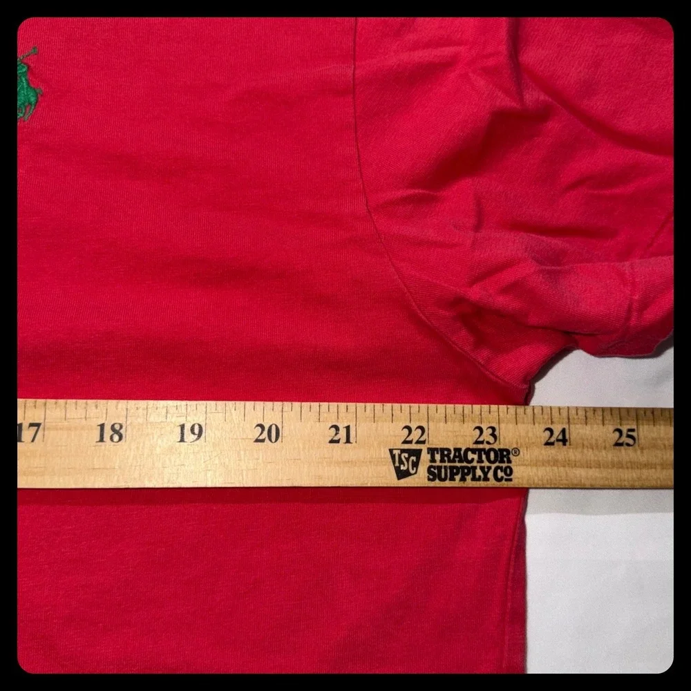 Polo Ralph Lauren T-Shirt Mens Large Red V-Neck Classic Fit Short Sleeve Pony
